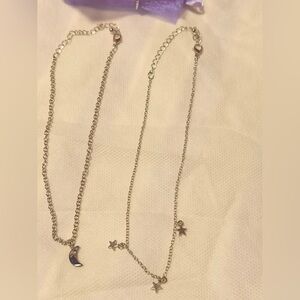 Silver Star and Moon Chain set with ring